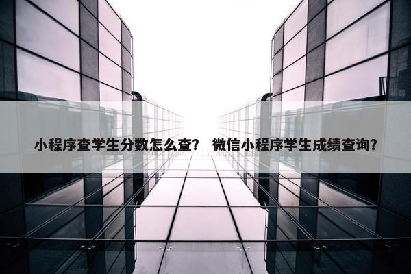 小程序查学生分数怎么查？ 微信小程序学生成绩查询？