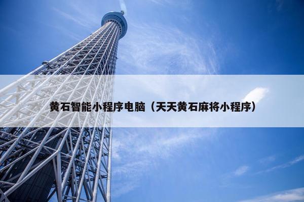 黄石智能小程序电脑（天天黄石麻将小程序）