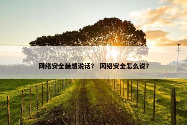网络安全最想说话？ 网络安全怎么说？
