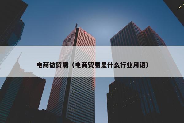 电商做贸易（电商贸易是什么行业用语）