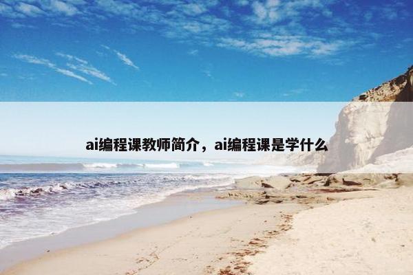 ai编程课教师简介，ai编程课是学什么