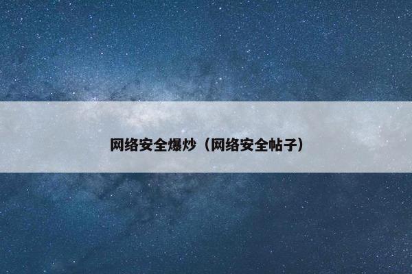 网络安全爆炒（网络安全帖子）