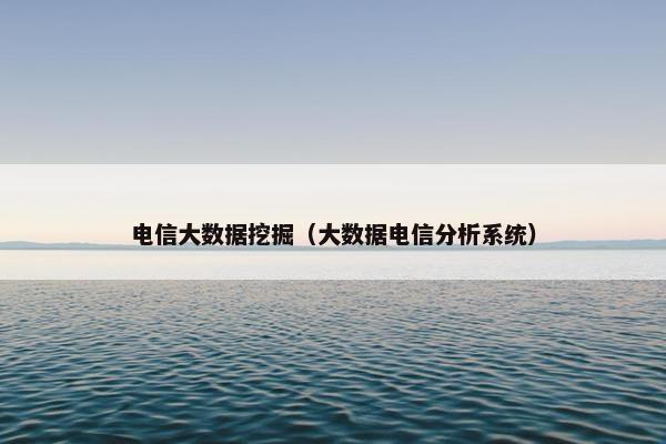 电信大数据挖掘（大数据电信分析系统）