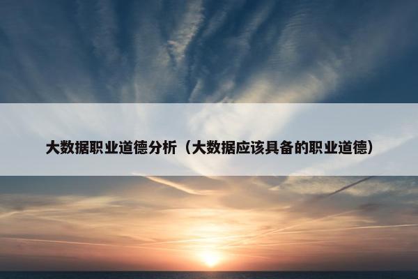 大数据职业道德分析（大数据应该具备的职业道德）