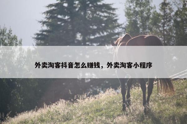 外卖淘客抖音怎么赚钱，外卖淘客小程序