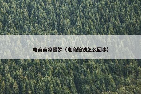 电商商家噩梦（电商赔钱怎么回事）
