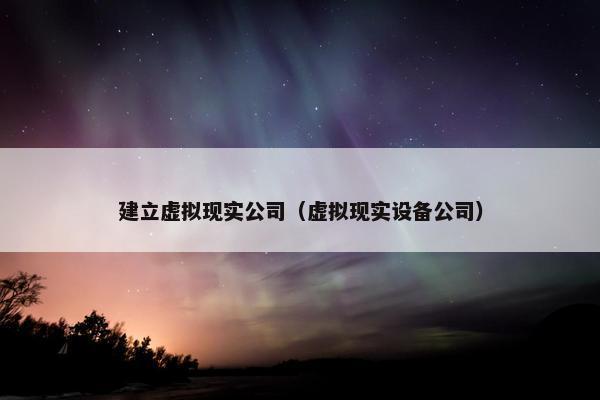 建立虚拟现实公司（虚拟现实设备公司）