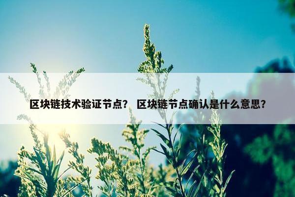 区块链技术验证节点？ 区块链节点确认是什么意思？