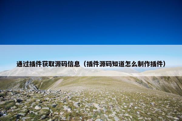 通过插件获取源码信息（插件源码知道怎么制作插件）