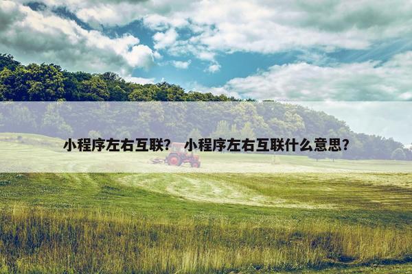 小程序左右互联？ 小程序左右互联什么意思？