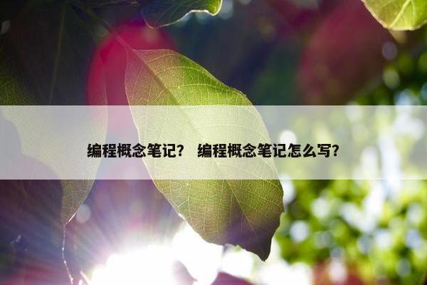 编程概念笔记？ 编程概念笔记怎么写？