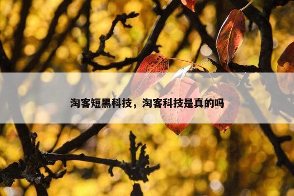 淘客短黑科技，淘客科技是真的吗