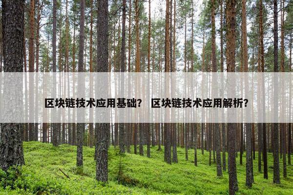 区块链技术应用基础？ 区块链技术应用解析？