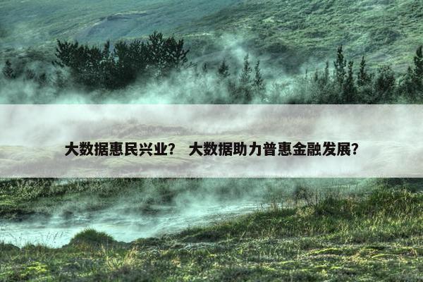 大数据惠民兴业？ 大数据助力普惠金融发展？