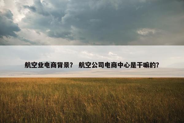 航空业电商背景？ 航空公司电商中心是干嘛的？
