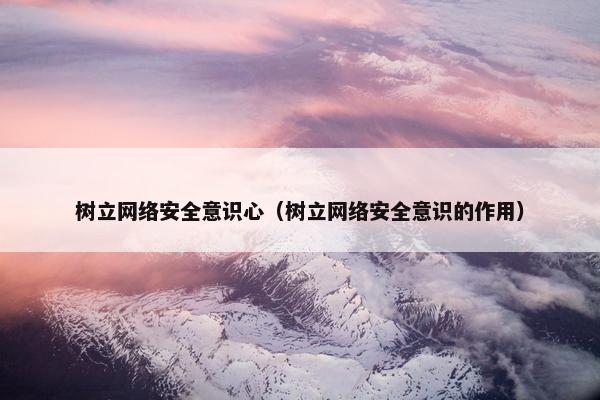 树立网络安全意识心（树立网络安全意识的作用）
