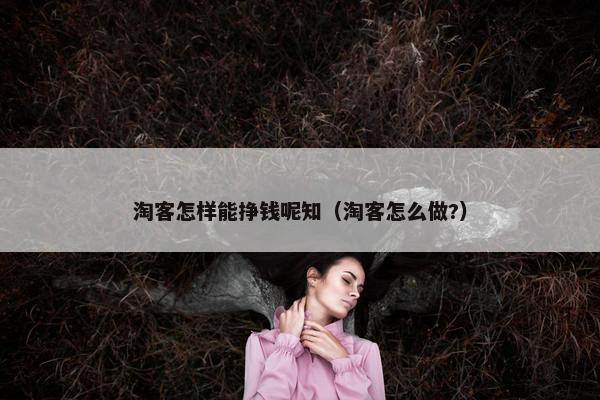 淘客怎样能挣钱呢知（淘客怎么做?）