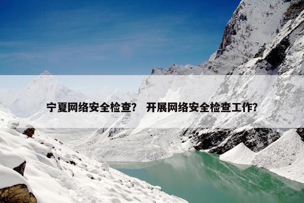 宁夏网络安全检查？ 开展网络安全检查工作？
