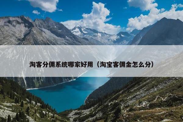 淘客分佣系统哪家好用（淘宝客佣金怎么分）