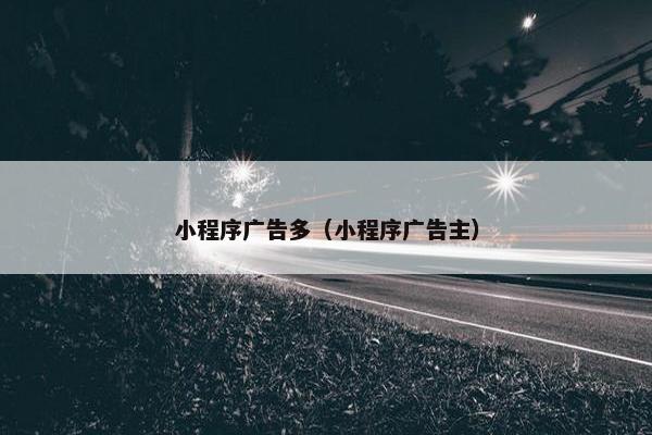 小程序广告多（小程序广告主）
