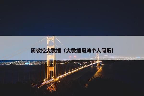周教授大数据（大数据周涛个人简历）