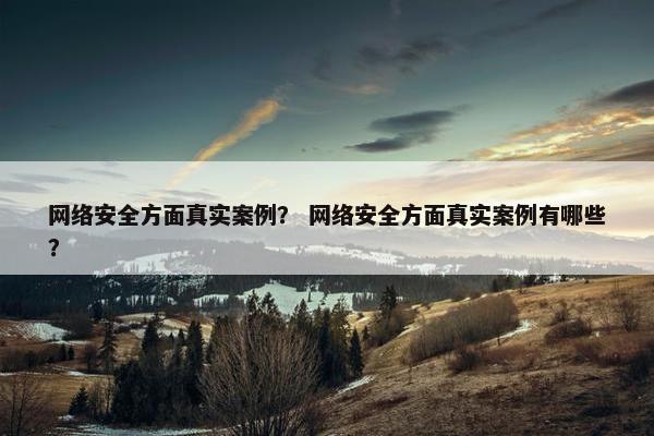 网络安全方面真实案例？ 网络安全方面真实案例有哪些？