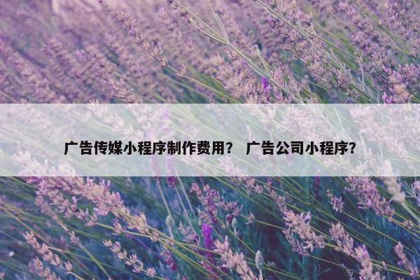 广告传媒小程序制作费用？ 广告公司小程序？