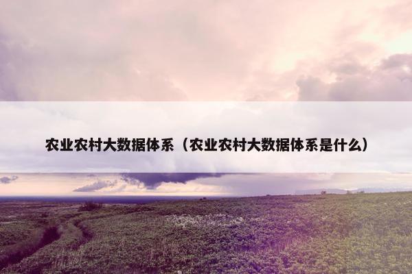 农业农村大数据体系（农业农村大数据体系是什么）