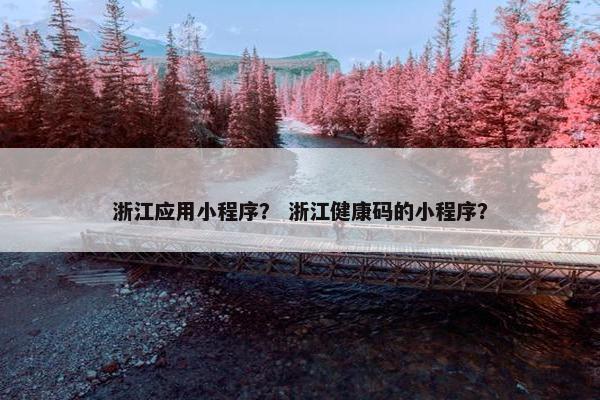 浙江应用小程序？ 浙江健康码的小程序？