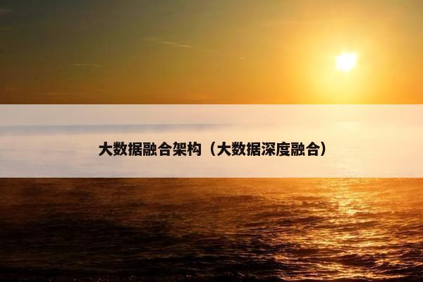 大数据融合架构（大数据深度融合）