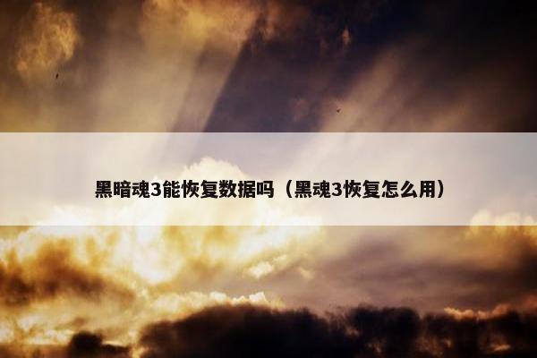 黑暗魂3能恢复数据吗（黑魂3恢复怎么用）