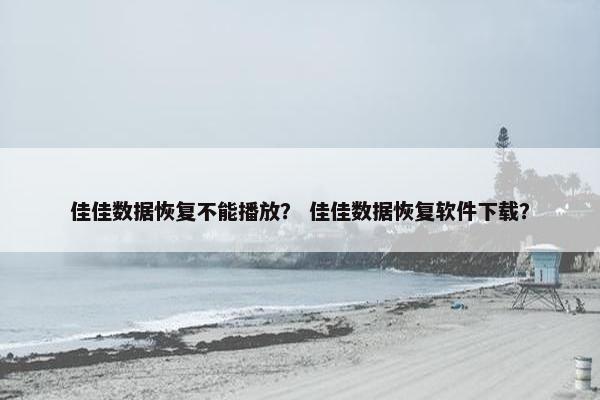 佳佳数据恢复不能播放？ 佳佳数据恢复软件下载？