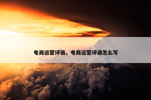 电商运营评语，电商运营评语怎么写
