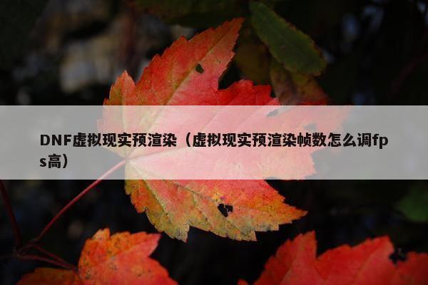 DNF虚拟现实预渲染（虚拟现实预渲染帧数怎么调fps高）