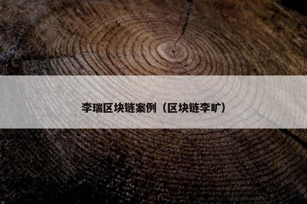 李瑞区块链案例（区块链李旷）