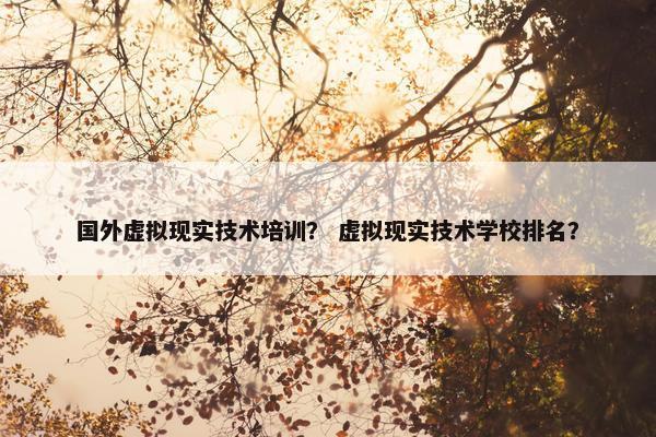 国外虚拟现实技术培训？ 虚拟现实技术学校排名？
