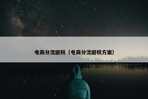 电商分流避税（电商分流避税方案）