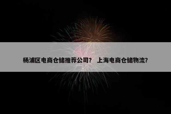杨浦区电商仓储推荐公司？ 上海电商仓储物流？