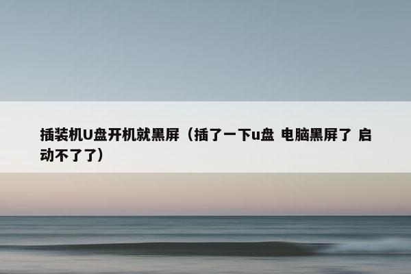 插装机U盘开机就黑屏（插了一下u盘 电脑黑屏了 启动不了了）