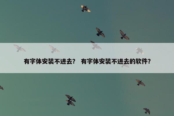 有字体安装不进去？ 有字体安装不进去的软件？