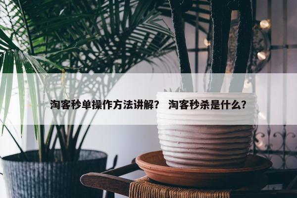 淘客秒单操作方法讲解？ 淘客秒杀是什么？