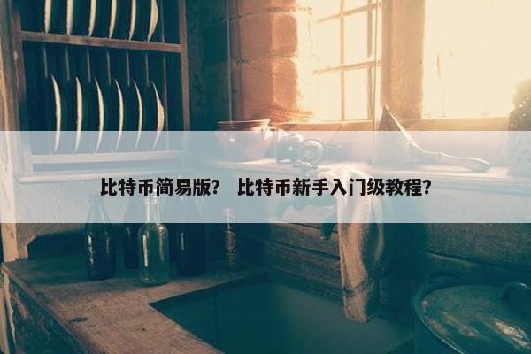 比特币简易版？ 比特币新手入门级教程？