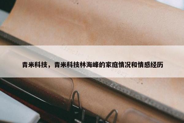 青米科技，青米科技林海峰的家庭情况和情感经历
