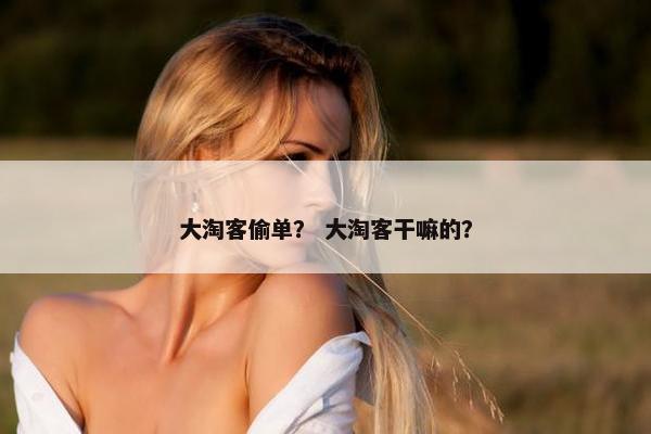 大淘客偷单？ 大淘客干嘛的？