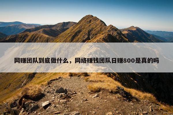 网赚团队到底做什么，网络赚钱团队日赚800是真的吗